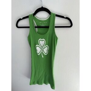 Miami Style Womens Green Shamrock Heart St Patricks Day Irish Tank Top XS S